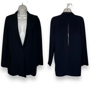 Aryn K Open Back Black Single Button Long Line Blazer Jacket Womens  Medium FLAW
